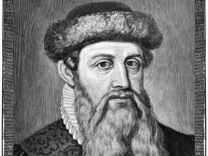 Gravure sur bois du célèbre imprimeur Gutenberg
